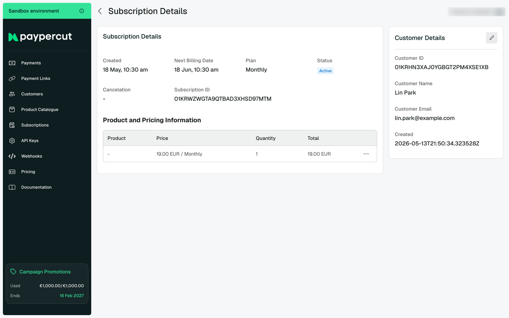 Subscription detail