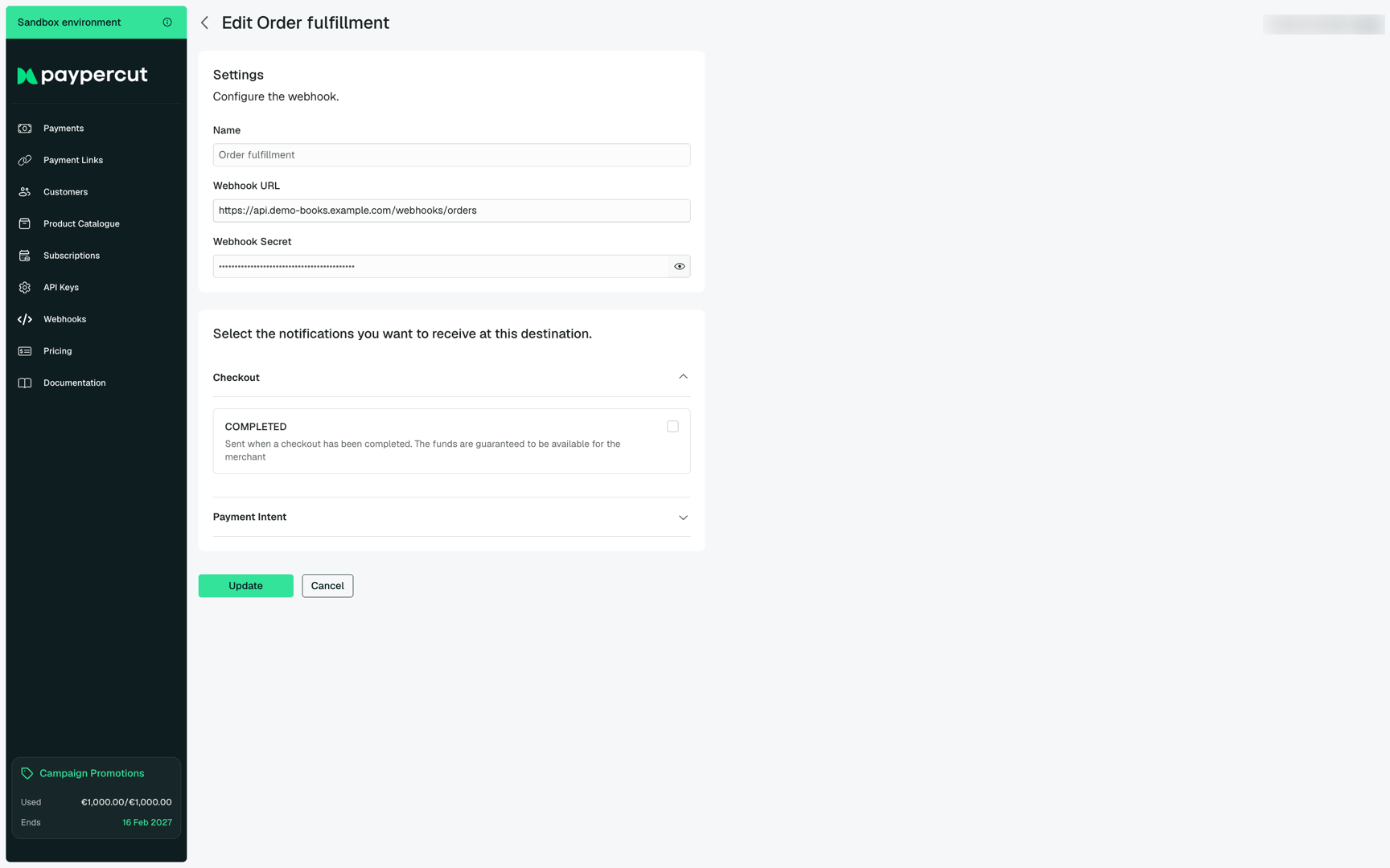 Webhook detail