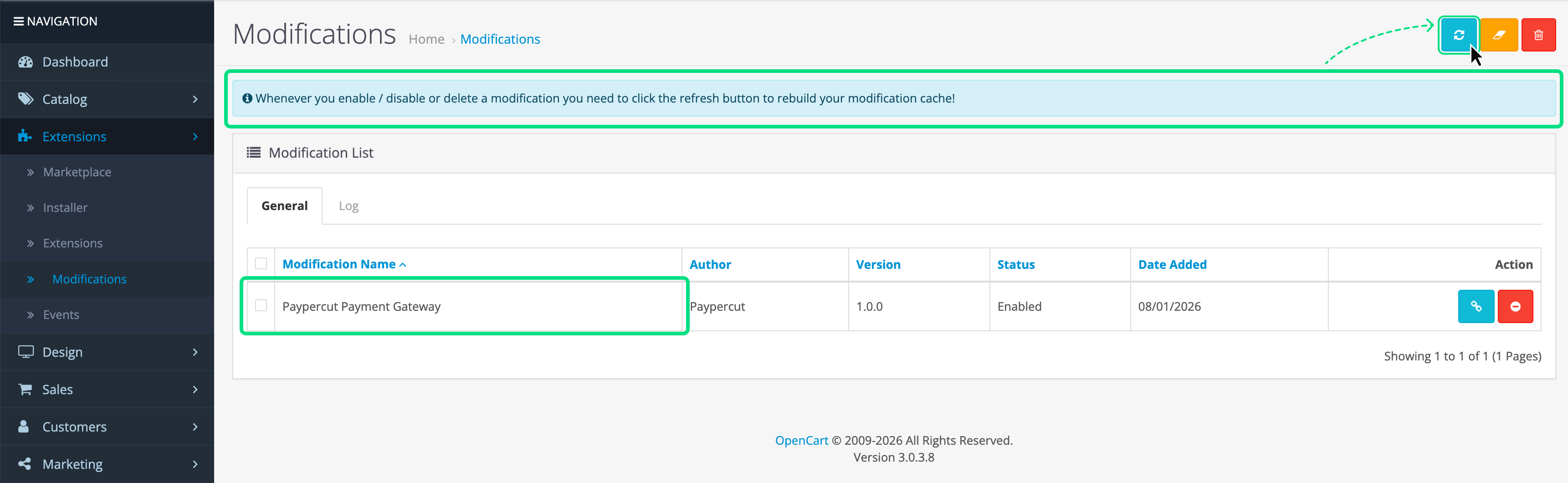 Refresh Modifications