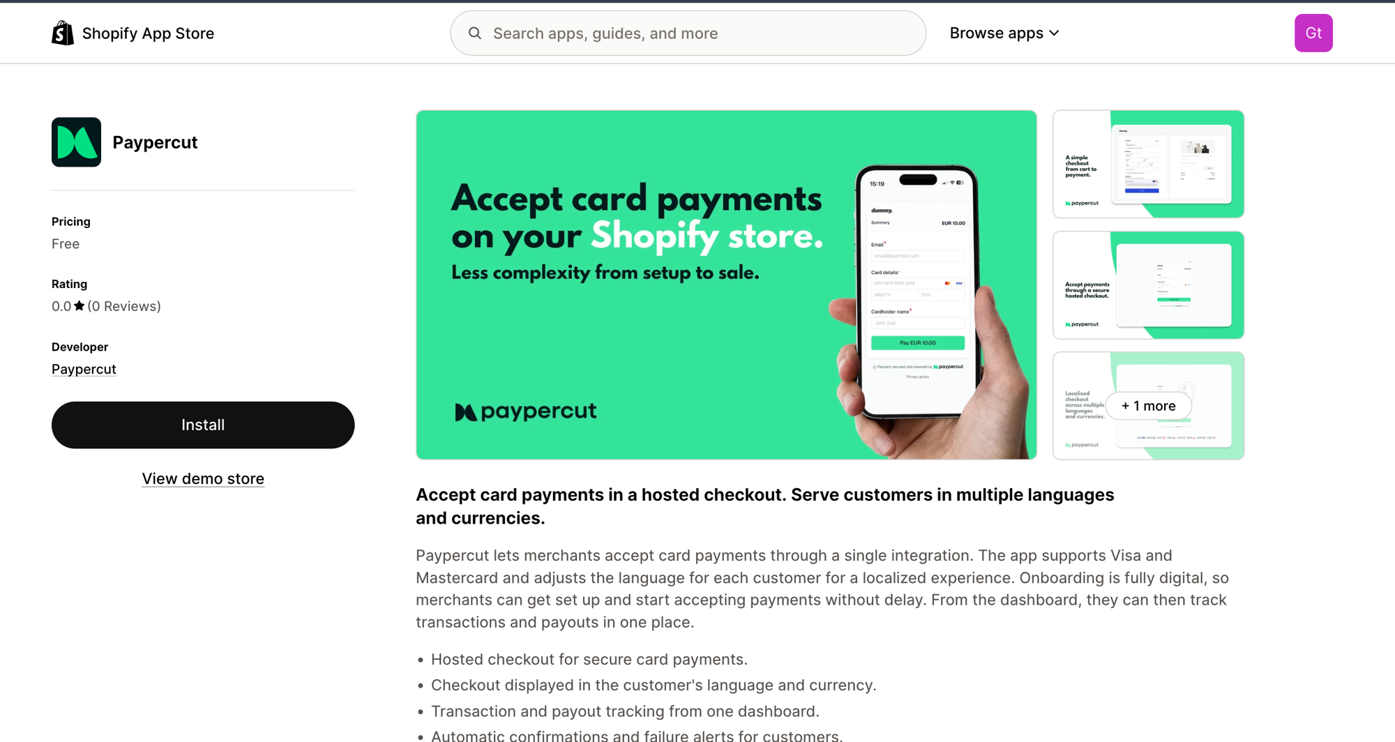 Paypercut on the Shopify App Store